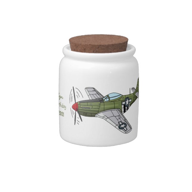 Military plane cartoon illustration candy jar (Right)