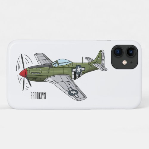 Military plane cartoon illustration  iPhone 11 case