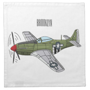 Military plane cartoon illustration cloth napkin