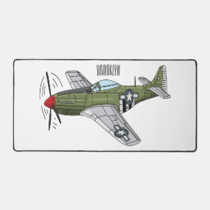Military plane cartoon illustration desk mat