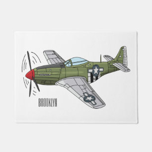 Military plane cartoon illustration doormat