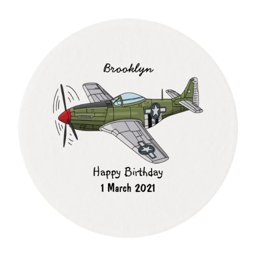 Military plane cartoon illustration edible frosting rounds