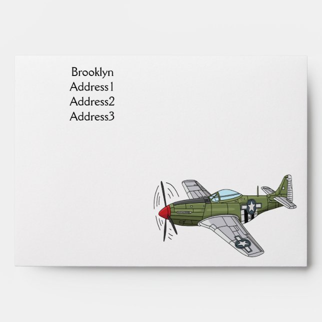Military plane cartoon illustration envelope (Front)
