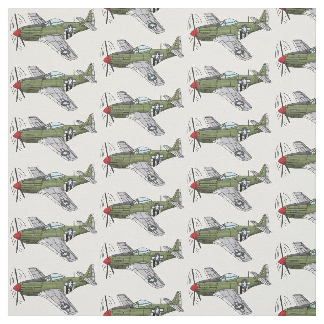 Military plane cartoon illustration fabric (Swatch)