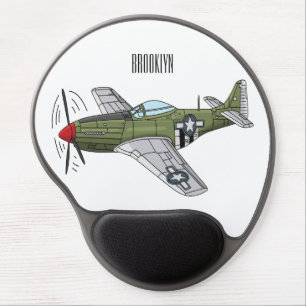 Military plane cartoon illustration gel mouse pad