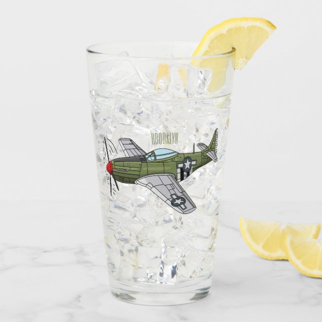 Military plane cartoon illustration glass (Back Ice)