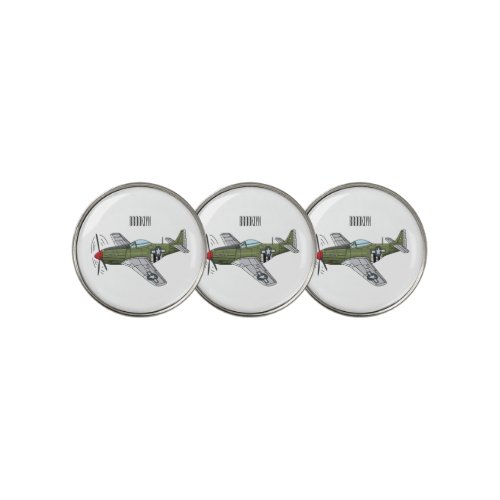 Military plane cartoon illustration golf ball marker