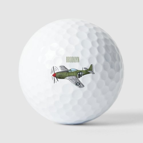 Military plane cartoon illustration golf balls