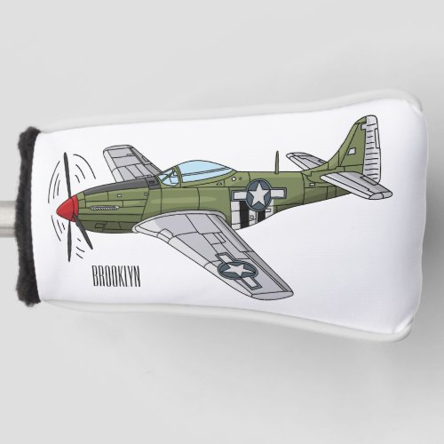 Military plane cartoon illustration golf head cover