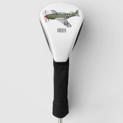 Military plane cartoon illustration golf head cover