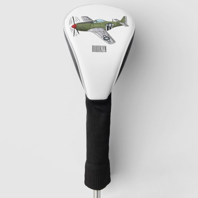 Military plane cartoon illustration golf head cover (Front)