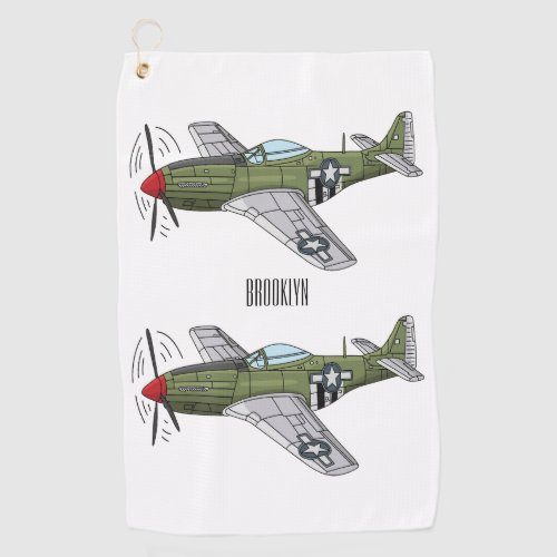 Military plane cartoon illustration golf towel