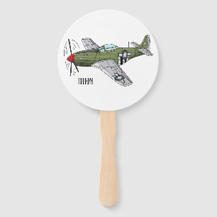 Military plane cartoon illustration hand fan