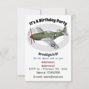 Military plane cartoon illustration invitation