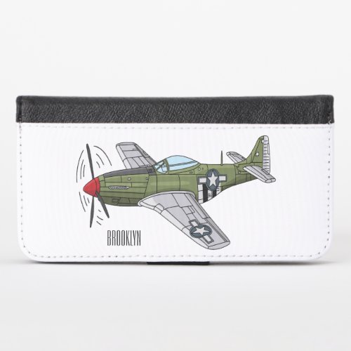 Military plane cartoon illustration iPhone x wallet case