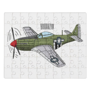 Military plane cartoon illustration jigsaw puzzle