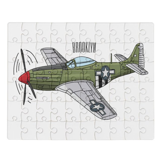 Military plane cartoon illustration jigsaw puzzle (Puzzle Horizontal)