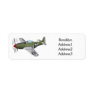 Military plane cartoon illustration label