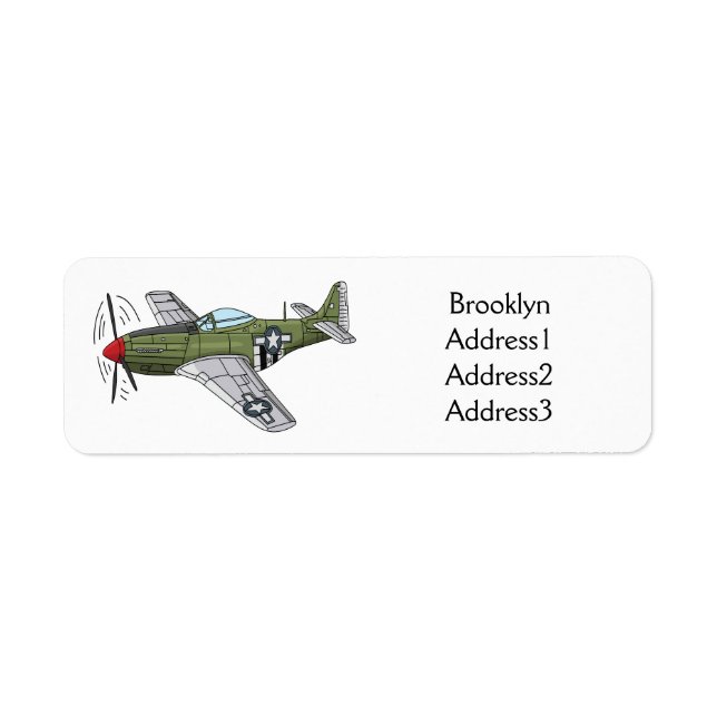 Military plane cartoon illustration label (Front)