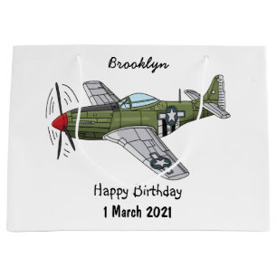 Military plane cartoon illustration large gift bag