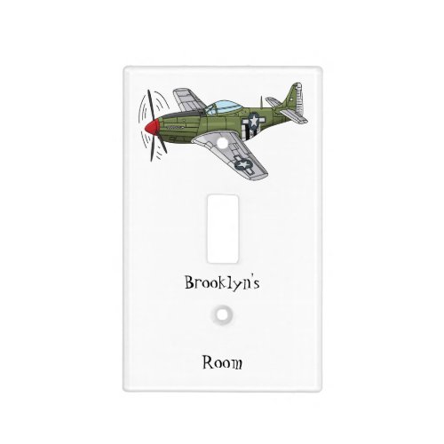 Military plane cartoon illustration light switch cover