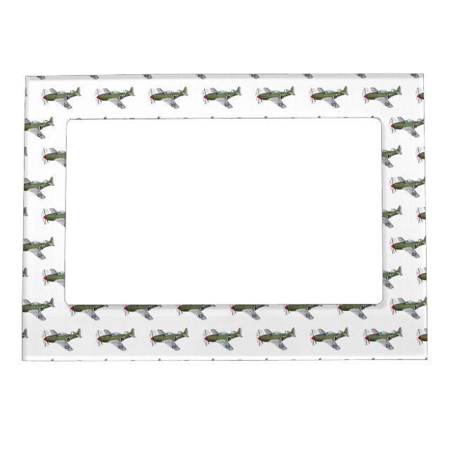 Military plane cartoon illustration magnetic frame (Front)