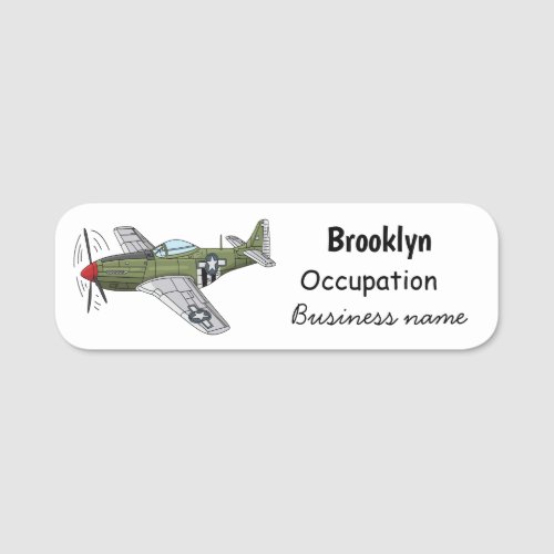 Military plane cartoon illustration name tag