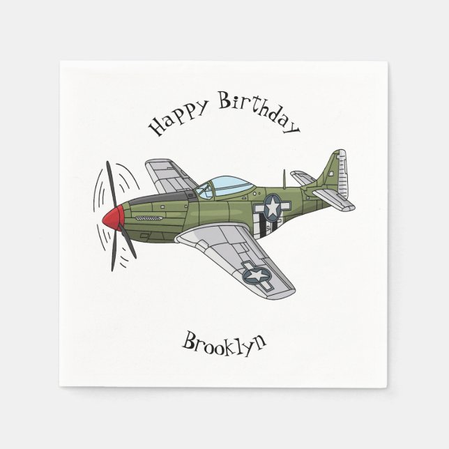 Military plane cartoon illustration  napkins (Front)