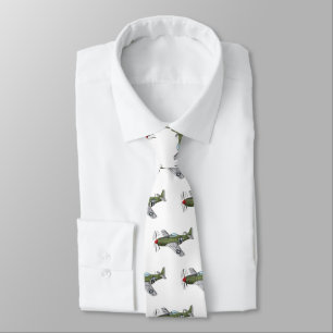 Military plane cartoon illustration neck tie