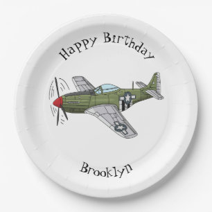 Military plane cartoon illustration paper plates