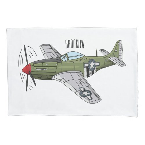 Military plane cartoon illustration pillow case