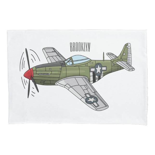 Military plane cartoon illustration pillow case (Front)