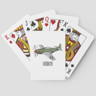 Military plane cartoon illustration poker cards