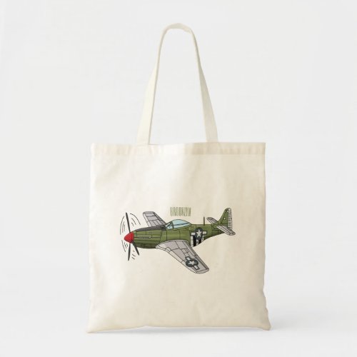 Military plane cartoon illustration tote bag