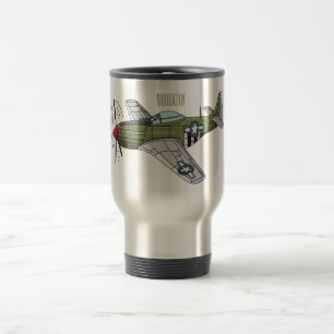 Military plane cartoon illustration travel mug