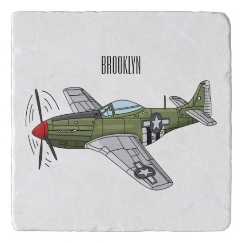 Military plane cartoon illustration trivet