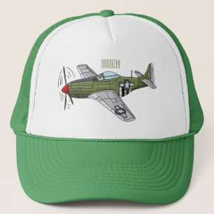Military plane cartoon illustration trucker hat