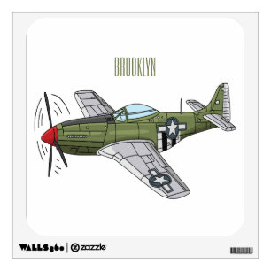 Military plane cartoon illustration wall decal