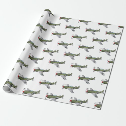 Military plane cartoon illustration wrapping paper