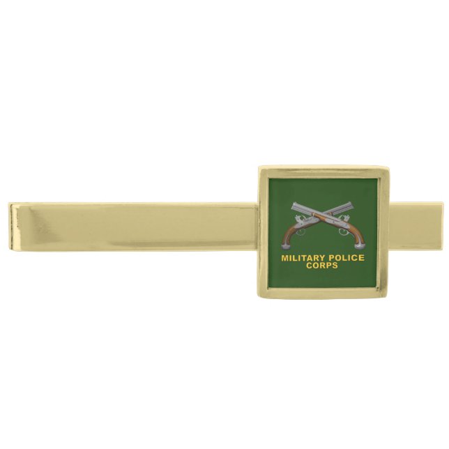 Military Police Corps Army Veteran  Gold Finish Tie Bar (Front)