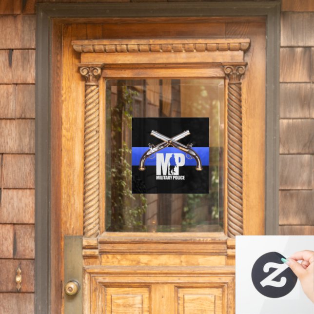 Military Police Crossed Pistols Window Cling (Home Door)