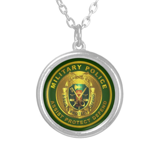 Military Police MP Silver Plated Necklace (Front)