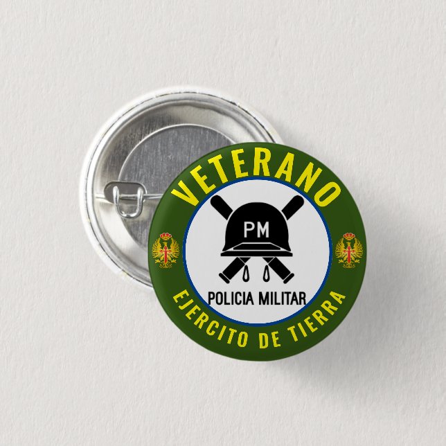 MILITARY POLICE VETERAN SPAIN BUTTON (Front & Back)