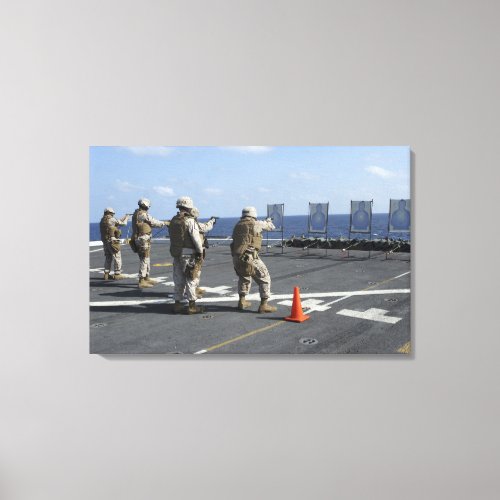 Military policemen train with the Berretta M9 Canvas Print