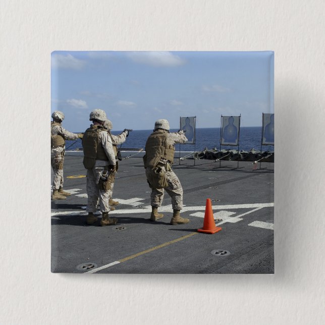 Military policemen train with the Berretta M9 Pinback Button (Front)