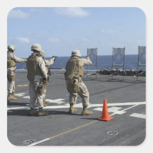 Military policemen train with the Berretta M9 Square Sticker