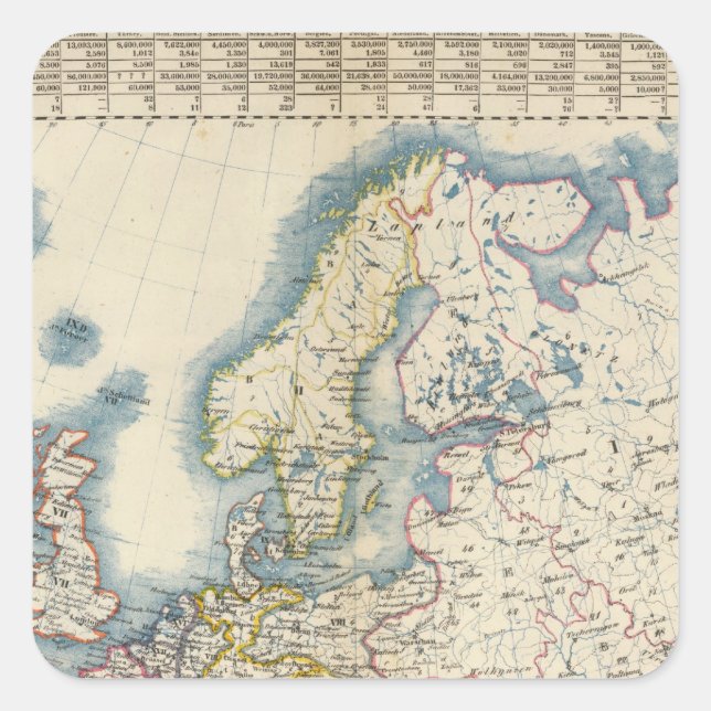 Military Political Map of Europe Square Sticker (Front)