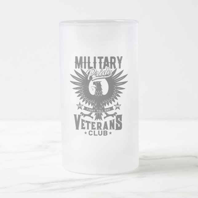 Military Pride Frosted Glass Beer Mug (Center)