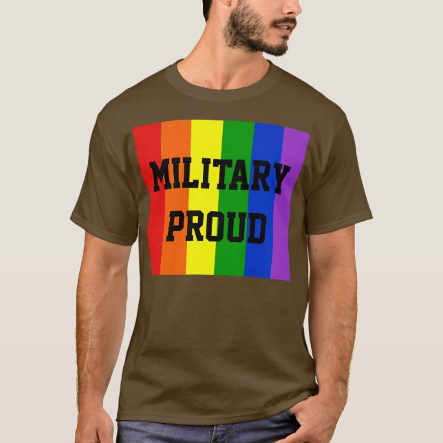 Military Proud Gay Rainbow Dark T-Shirt (Front)