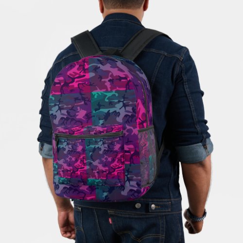 Military Purple Gray Camouflage Pattern Printed Backpack